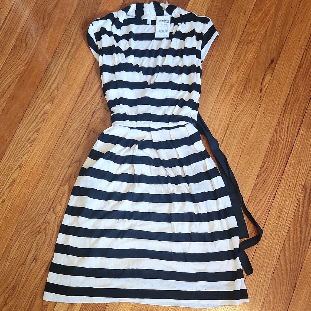 Just Ginger Blue and White Midi Sundress Scoop Neck Cap Sleeve